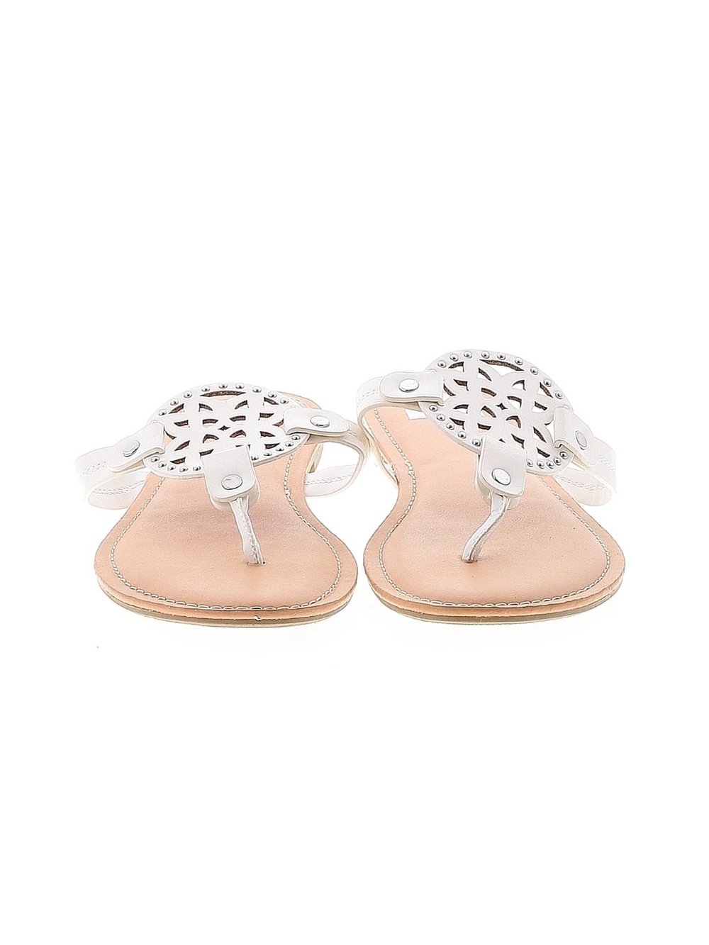 Dolce Vita 9.5 Women's White Leather Thong Sandal with Decorative Cutout